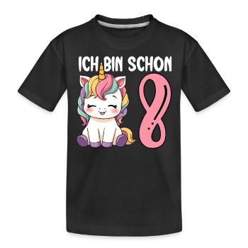 Children's Unicorn 8th Birthday I'm Already Eight - Kids' Premium Organic T-Shirt - black - Front