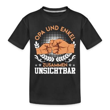 OPA UND ENKEL ZUSAMMEN UNSICHTBAR Lustiges - Kinder Premium Bio T-Shirt - Schwarz - Vorne