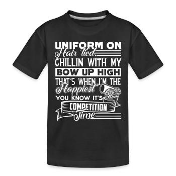 Cheerleading Competition Uniform On Hair Tied - Kids' Premium Organic T-Shirt - black - Front