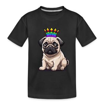 LGBT Mops Hund Hunde Regenbogenfahne - Kinder Premium Bio T-Shirt - Schwarz - Vorne