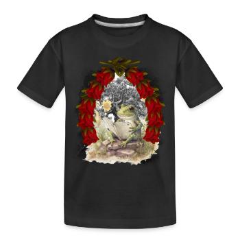 Frosch Frösche Märchen Märchenfigur Weihnachten - Kinder Premium Bio T-Shirt - Schwarz - Vorne