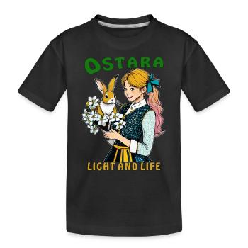 MRS. RABBIT FLOWER OSTARA LIGHT AND LIFE - Kids' Premium Organic T-Shirt - black - Front