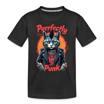 Punk Katze für einen Punker Katzenfreund - Kinder Premium Bio T-Shirt - Schwarz - Vorne