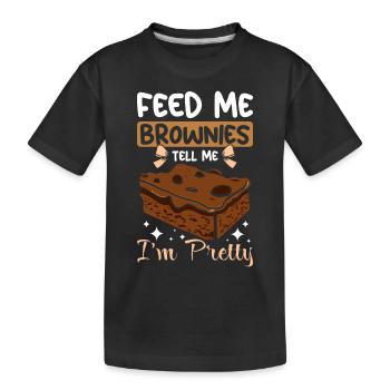Nourris-moi des brownies Dis-moi que je suis jolie - T-shirt bio Premium Enfant - noir - Devant