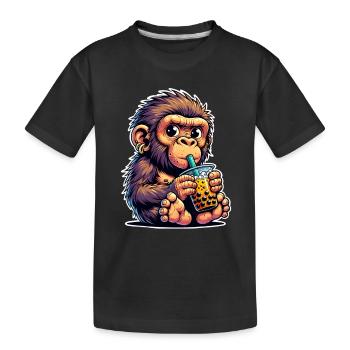 Thé à bulles de Néandertal - T-shirt bio Premium Enfant - noir - Devant