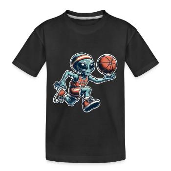 Alien Basketball Dunking - Kids' Premium Organic T-Shirt - black - Front