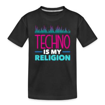 Techno Lover: Techno Ist Meine Religion - Kinder Premium Bio T-Shirt - Schwarz - Vorne
