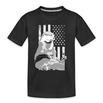 Otter American Flag - Kids' Premium Organic T-Shirt - black - Front
