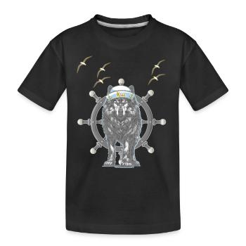 maritime, barreur, volant, chien, loup, mystique - T-shirt bio Premium Enfant - noir - Devant