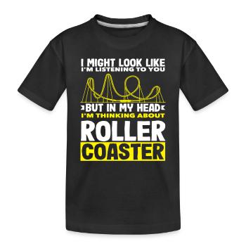 Achterbahn Ich Denke An Achterbahn - Kinder Premium Bio T-Shirt - Schwarz - Vorne