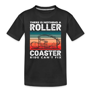 Roller coaster ride can cure everything - Kids' Premium Organic T-Shirt - black - Front