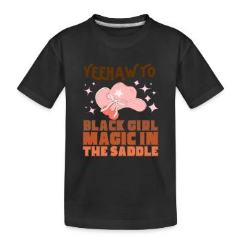 Fille noire magie en selle histoire noire - T-shirt bio Premium Enfant - noir - Devant
