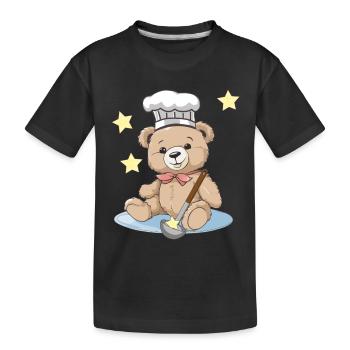 Teddy Sterne Koch Köche Köchin Kochkunst kochen - Kinder Premium Bio T-Shirt - Schwarz - Vorne