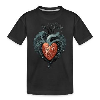 Heart, Organ, Vessels, Veins, Veins, Love - Kids' Premium Organic T-Shirt - black - Front