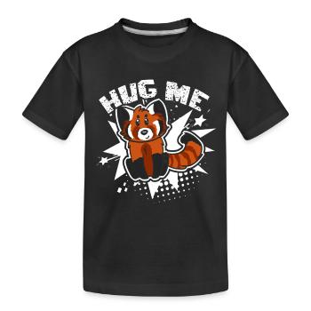 Red Panda Hugs Me - Kids' Premium Organic T-Shirt - black - Front
