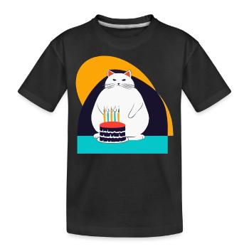 Cat celebrates fifth birthday - Kids' Premium Organic T-Shirt - black - Front
