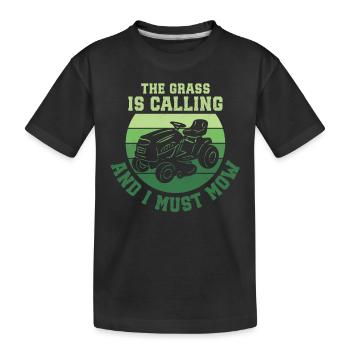 L’herbe m’appelle et je dois tondre - tondeuses à gazon - T-shirt bio Premium Enfant - noir - Devant