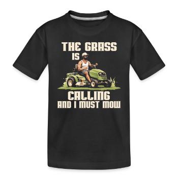 La pelouse m’appelle et je dois tondre - T-shirt bio Premium Enfant - noir - Devant