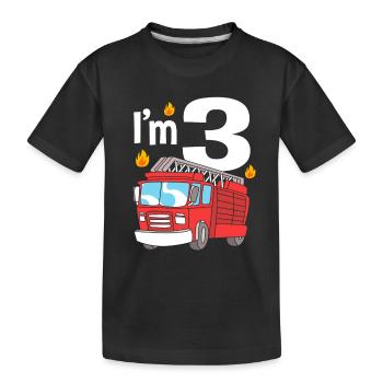 Fire Truck Children's Birthday Party - Kids' Premium Organic T-Shirt - black - Front