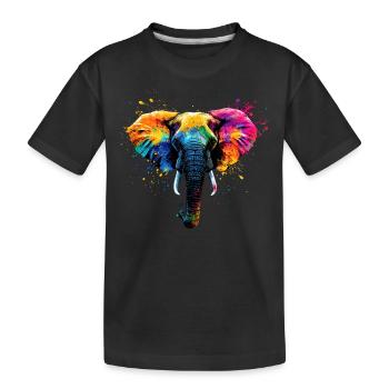 Éléphant artistique coloré Big Five animaux sauvages - T-shirt bio Premium Enfant - noir - Devant