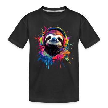 paresseux artistique coloré avec casque - T-shirt bio Premium Enfant - noir - Devant