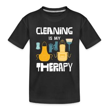 Cleansing Is My Therapy Apron Fun - Kids' Premium Organic T-Shirt - black - Front