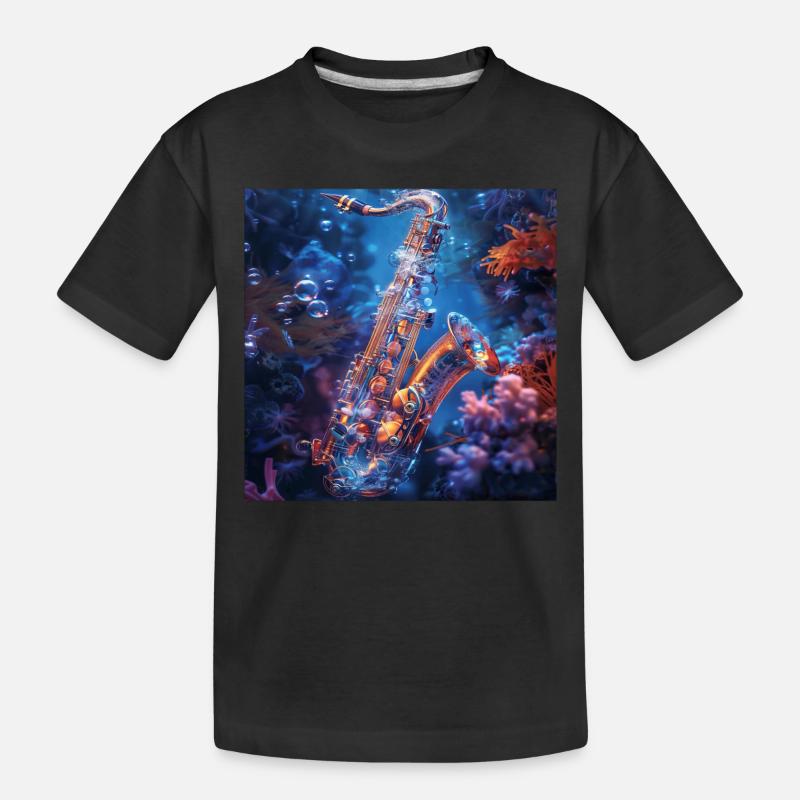 Saxophon - Kinder Premium Bio T-Shirt - Schwarz