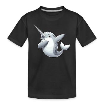 Narwhal, Whale, Sea Creature, Unicorn, Ocean - Kids' Premium Organic T-Shirt - black - Front
