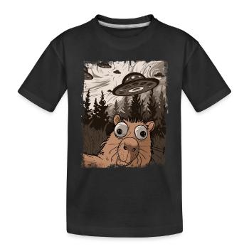 drôle Capybara selfie OVNI graphique - T-shirt bio Premium Enfant - noir - Devant