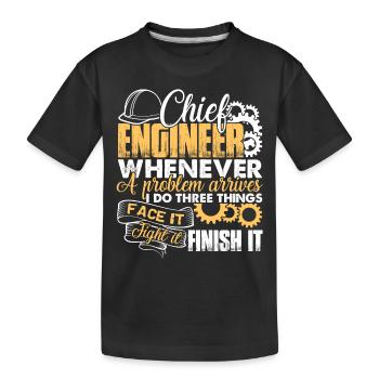 Chief Engineer Solves Problem - Kids' Premium Organic T-Shirt - black - Front