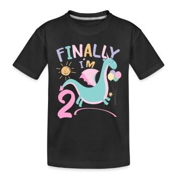2ème anniversaire Fille Dracon 2 ans Cadeaux - T-shirt bio Premium Enfant - noir - Devant