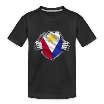 Filipino Flag Pride - Kids' Premium Organic T-Shirt - black - Front