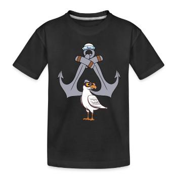 Möwe Möwen maritim Anker Seefahrt Ahoi - Kinder Premium Bio T-Shirt - Schwarz - Vorne
