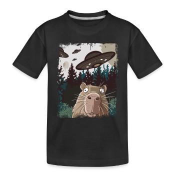 drôle Capybara selfie OVNI graphique - T-shirt bio Premium Enfant - noir - Devant