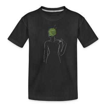 Yarn Head Art - Minimalistische Strichzeichnung - Kinder Premium Bio T-Shirt - Schwarz - Vorne