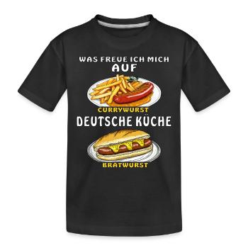 LOOKING FORWARD TO GERMAN CUISINE - Kids' Premium Organic T-Shirt - black - Front