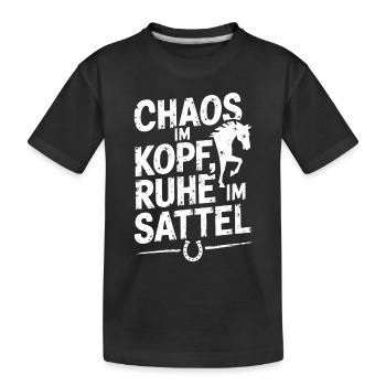 Pferdeliebhaber Pferde Mädchen Reiten Reiterin - Kinder Premium Bio T-Shirt - Schwarz - Vorne