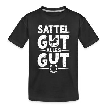 Reiterin Pferde Mädchen Reiten Pferdeliebhaber - Kinder Premium Bio T-Shirt - Schwarz - Vorne