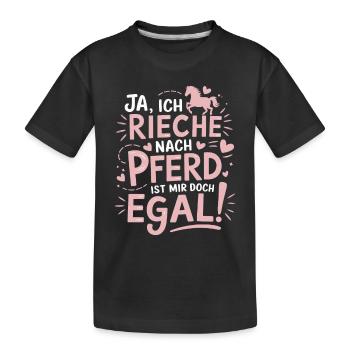 Ja ich rieche nach Pferd Pferdeliebhaber Reiterin - Kinder Premium Bio T-Shirt - Schwarz - Vorne