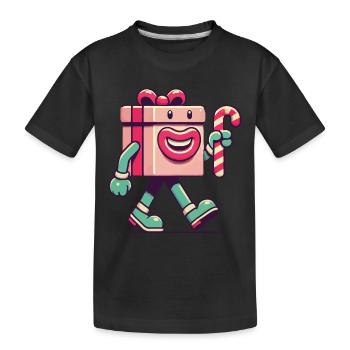Fröhliches Weihnachtsgeschenk Maskottchen - Kinder Premium Bio T-Shirt - Schwarz - Vorne