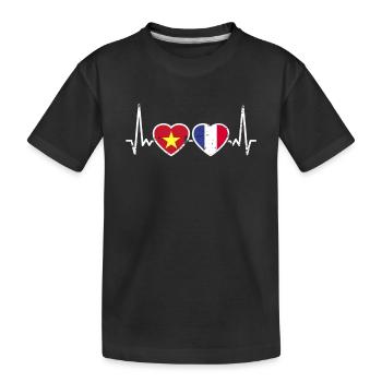 Vietnam France Heartbeat Drapeau Vietnamien - T-shirt bio Premium Enfant - noir - Devant