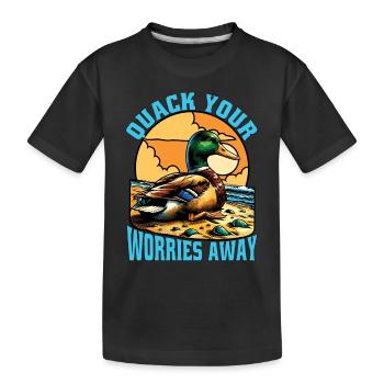 Canard colvert Coin-coin Vos soucis Loin Chasse au canard - T-shirt bio Premium Enfant - noir - Devant