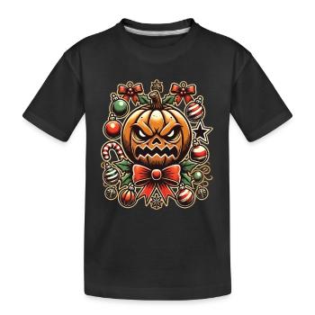 Halloween Kürbis Mit Weihnachten Deko - Kinder Premium Bio T-Shirt - Schwarz - Vorne