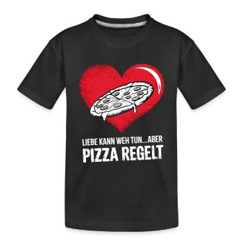 Love Hurts Breakup Valentine's Day Pizza Regulates - Kids' Premium Organic T-Shirt - black - Front