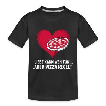 Love Hurts Breakup Valentine's Day Pizza Regulates - Kids' Premium Organic T-Shirt - black - Front