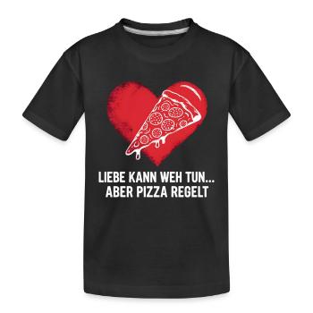 Love Hurts Breakup Valentine's Day Pizza Regulates - Kids' Premium Organic T-Shirt - black - Front