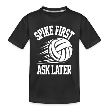 Volleyballspieler Und Fan Spike Servieren - Kinder Premium Bio T-Shirt - Schwarz - Vorne