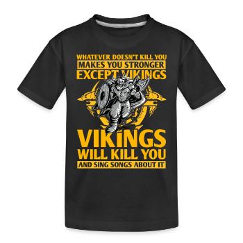 Wikinger - Kinder Premium Bio T-Shirt - Schwarz - Vorne