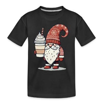 Nain de Noël avec nain de café - T-shirt bio Premium Enfant - noir - Devant
