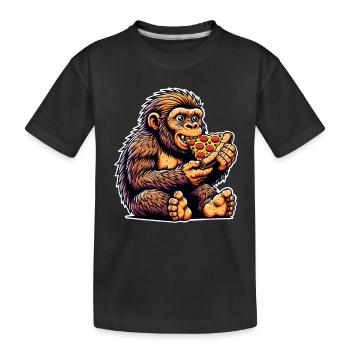Neanderthal pizza - Kids' Premium Organic T-Shirt - black - Front